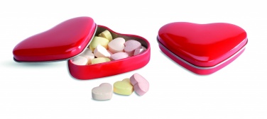 Logo trade promotional giveaway photo of: Heart tin box with candies
