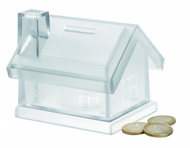 Logo trade promotional merchandise photo of: Plastic house coin bank