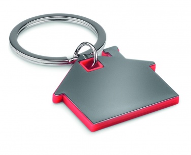 Logo trade promotional giveaway photo of: House shape plastic key ring Rezekne