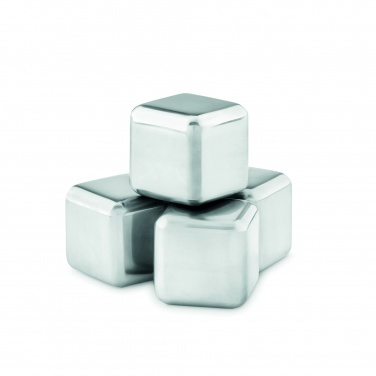 Logotrade advertising products photo of: Set of 4 SS ice cubes in pouch