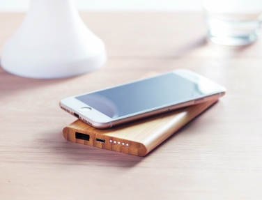 Logo trade corporate gifts picture of: Wireless power bank in bamboo 6000mAh ARENA