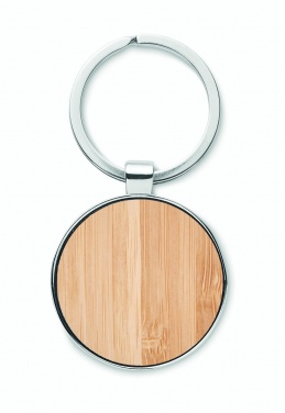 Logo trade promotional items picture of: Round key ring metal bamboo Dobele