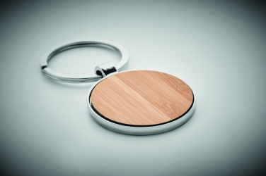Logotrade advertising products photo of: Round key ring metal bamboo Dobele