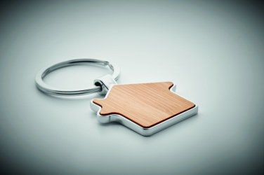 Logo trade advertising products image of: House key ring metal bamboo NORDIC