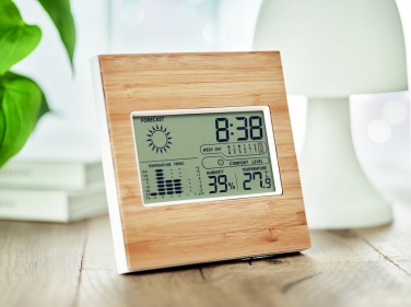 Logo trade promotional giveaways picture of: Weather station bamboo front TURKU