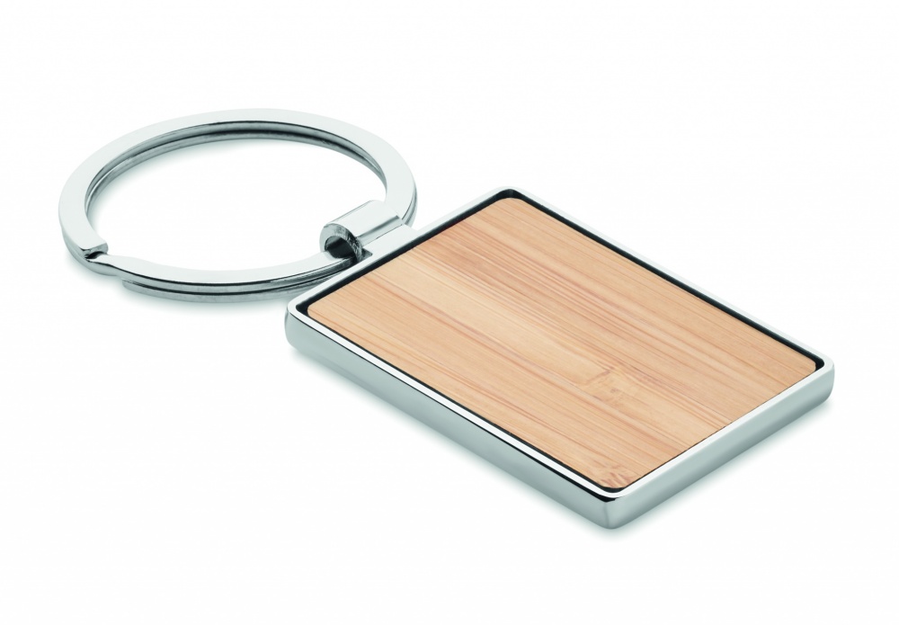 Logo trade promotional items picture of: Rectangular key ring bamboo WEST