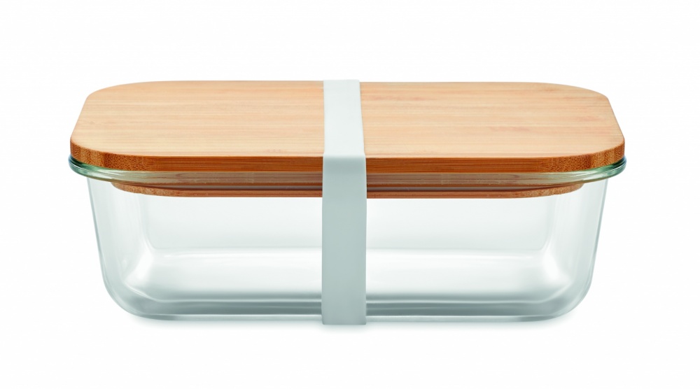 Logo trade promotional giveaways image of: Glass lunchbox with bamboo lid