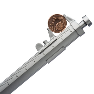 Logotrade promotional item image of: Plastic ballpen with sliding calliper PRESCOT