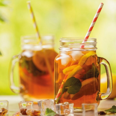 Logo trade promotional merchandise photo of: Drinking glass with handle and lid TREVISO 450 ml