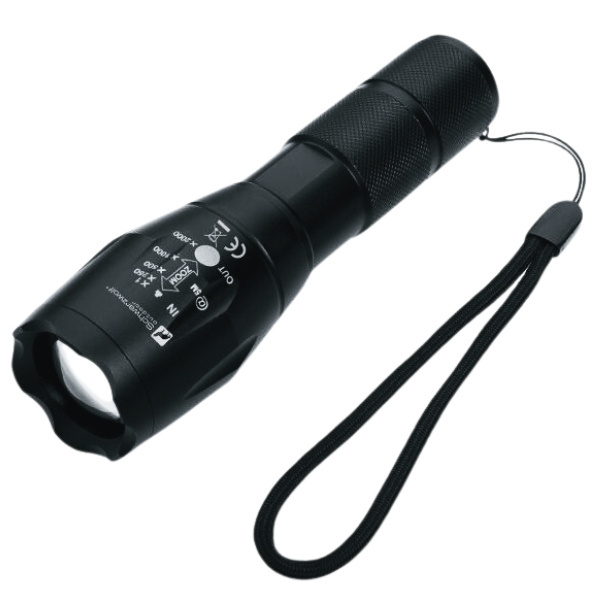 Logo trade promotional gifts image of: Flashlight ANTELAO Schwarzwolf