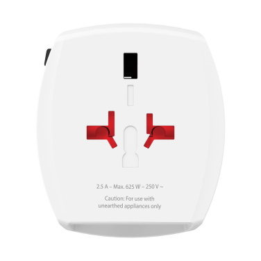 Logotrade promotional item picture of: SKROSS World Travel Adapter MUV 2-pole with USB A and C