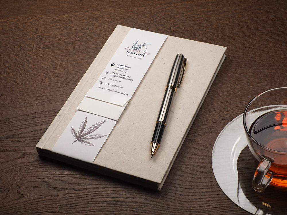 Logo trade advertising products picture of: Recycled Hemp Notebook 209734300