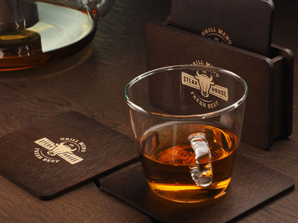 Logotrade promotional product image of: Wooden box with 4 coasters 1871121