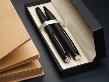 Logo trade corporate gifts image of: Striped Flint Pen set 1284036