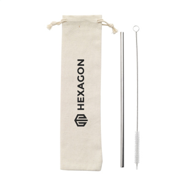 Logo trade promotional products image of: Reusable 1 piece ECO Straw Set stainless-steel straw