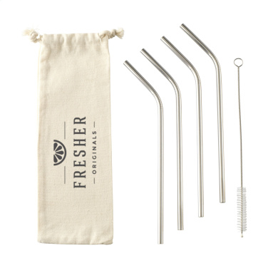 Logotrade promotional merchandise photo of: ECO RVS 4 pieces ECO Straw Set stainless-steel straws