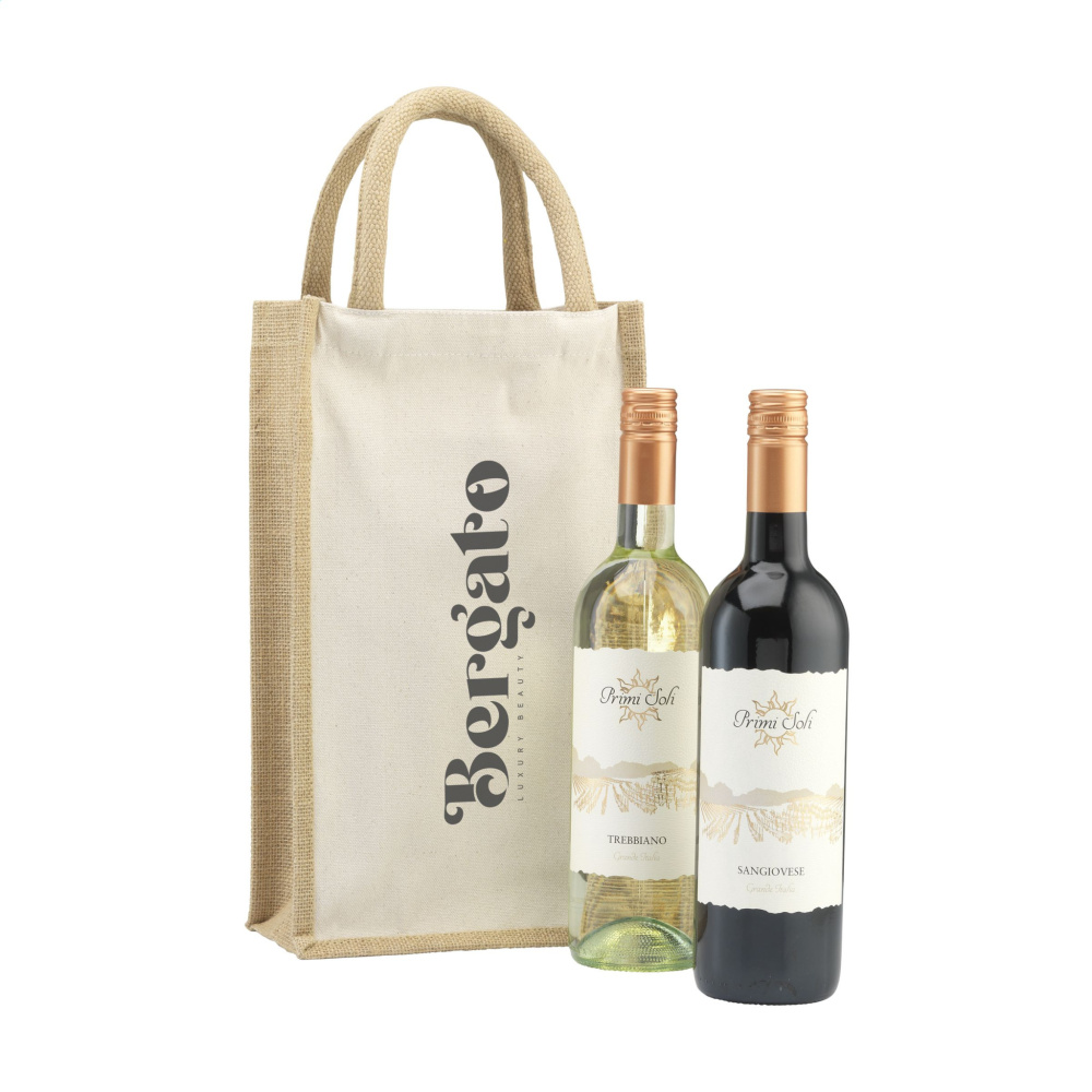 Logo trade promotional merchandise picture of: Jute Canvas Double Wine Bag