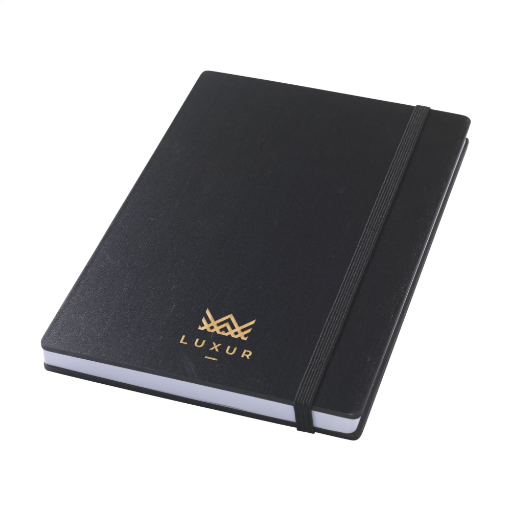 Logotrade promotional item image of: Bamboo Journal Naked Spine Paper Notebook Black A5