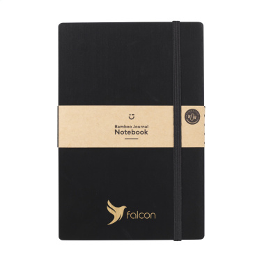 Logo trade promotional items picture of: Bamboo Journal Naked Spine Paper Notebook Black A5
