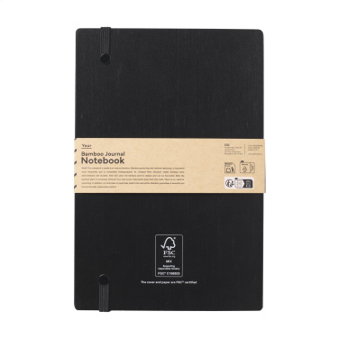 Logo trade promotional merchandise picture of: Bamboo Journal Naked Spine Paper Notebook Black A5