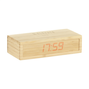 Logotrade promotional merchandise photo of: Bamboo Alarm Clock with Wireless Charger
