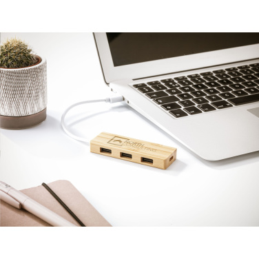 Logo trade business gift photo of: Bamboo USB Hub