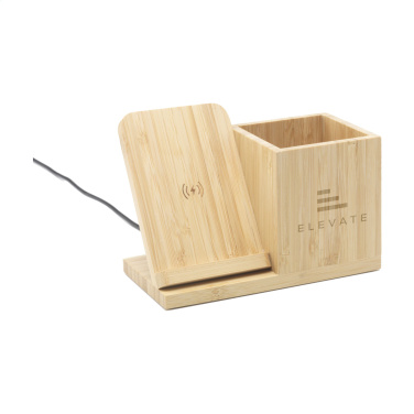 Logotrade promotional merchandise picture of: Bamboo Boss 15W charger/pen holder