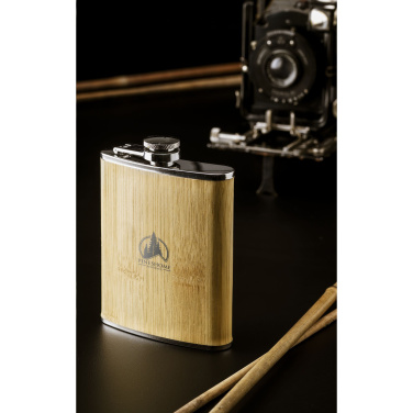 Logotrade promotional product picture of: Hipflask Bamboo 200 ml drinking bottle