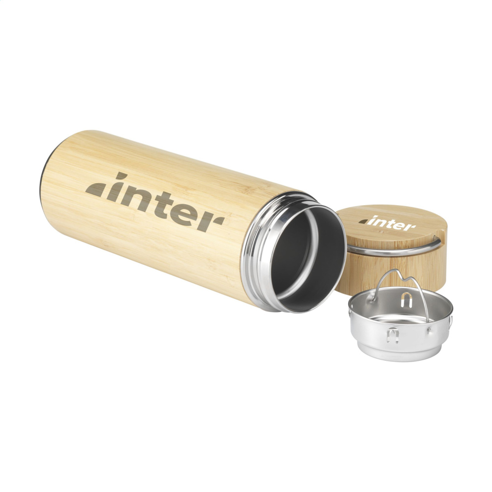 Logo trade promotional merchandise image of: Nikko 330 ml bamboo thermo bottle/thermo cup