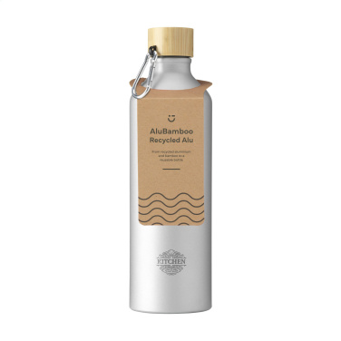 Logo trade promotional merchandise picture of: AluBamboo GRS Recycled Alu 750 ml water bottle