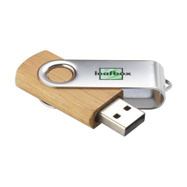 Logo trade corporate gift photo of: USB Twist Bamboo from stock 32 GB
