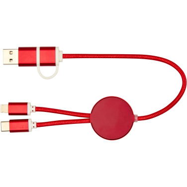 Logo trade promotional gifts image of: Alasia 5-in-1 recycled aluminium and plastic 30 cm data sync and 27W fast charge cable