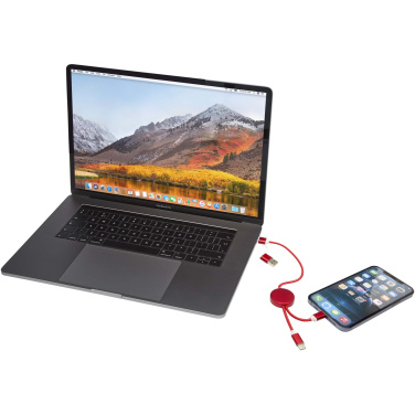 Logotrade promotional merchandise photo of: Alasia 5-in-1 recycled aluminium and plastic 30 cm data sync and 27W fast charge cable