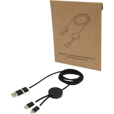 Logo trade promotional gifts picture of: Alasia 5-in-1 recycled aluminium and plastic 150 cm data sync and 27W fast charge cable