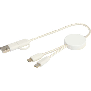 Logo trade corporate gifts image of: Citala 5-in-1 recycled plastic 30 cm data sync and 27W fast charge cable
