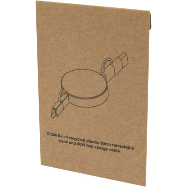 Logo trade promotional items picture of: Citala 5-in-1 recycled plastic 90 cm retractable data sync and 40W fast charge cable