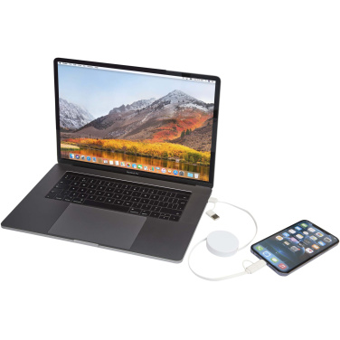 Logo trade corporate gifts picture of: Citala 5-in-1 recycled plastic 90 cm retractable data sync and 40W fast charge cable