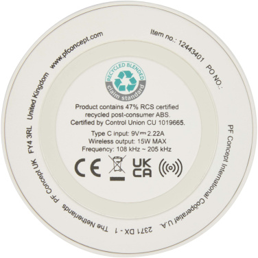 Logo trade promotional gifts picture of: Freal 15W recycled plastic wireless charging pad