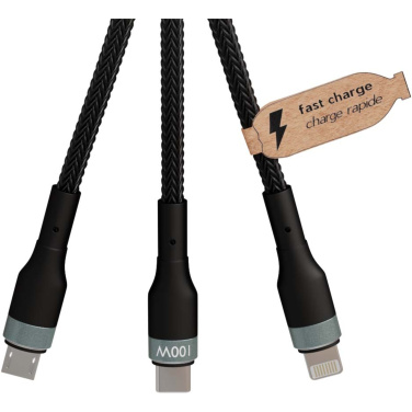 Logo trade corporate gifts image of: SCX.design C53 100W 5-in-1 rPET ultra fast charging cable