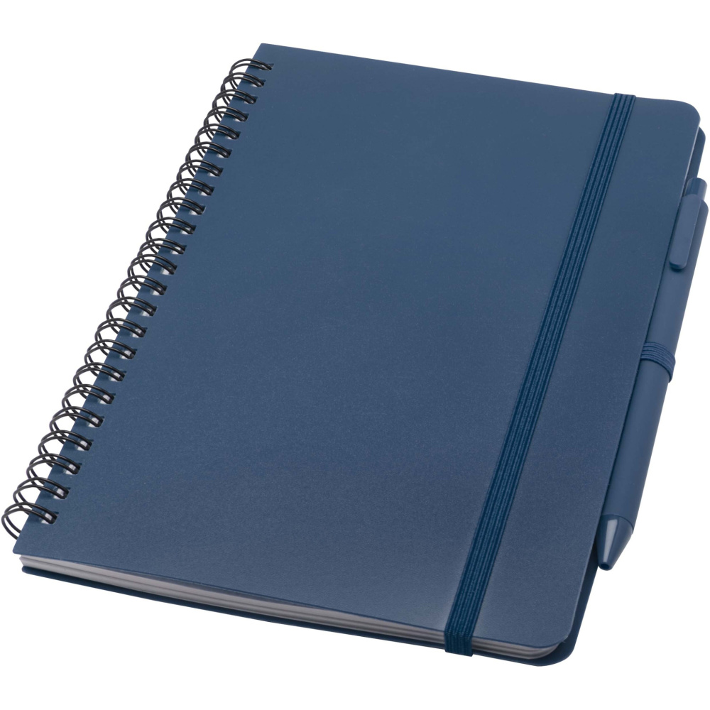 Logo trade promotional item photo of: Thalaasa A5 ocean-bound hard cover notebook with ballpoint pen (black ink)