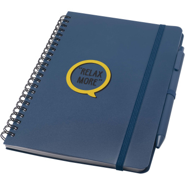 Logo trade promotional giveaways image of: Thalaasa A5 ocean-bound hard cover notebook with ballpoint pen (black ink)