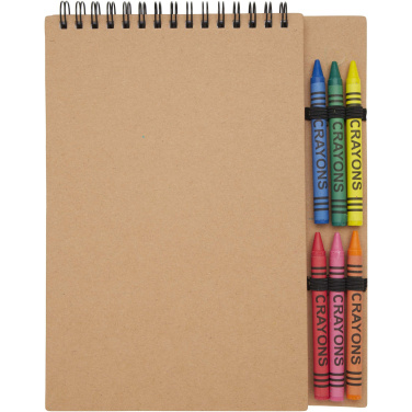 Logo trade advertising products image of: Doodle A5 spiral soft cover notebook and crayon set