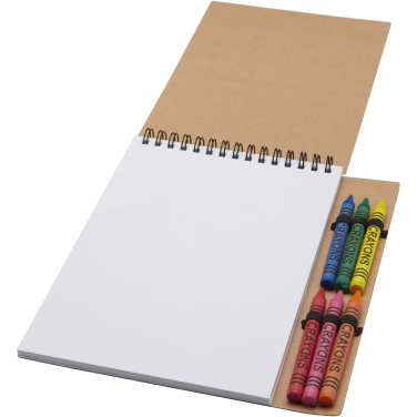 Logo trade promotional product photo of: Doodle A5 spiral soft cover notebook and crayon set