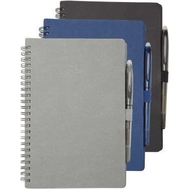 Logo trade business gift photo of: Slate reusable soft cover notebook and pen set (black ink)