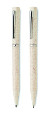 Logo trade corporate gifts image of: Wheat straw/ABS twist pen set