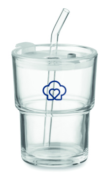 Logotrade promotional product image of: Glass tumbler with straw 400ml