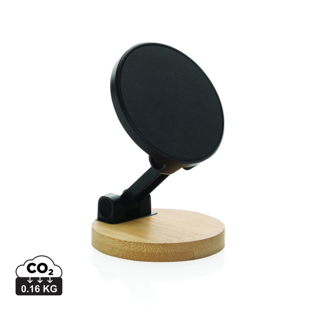 Logo trade business gifts image of: Magmount RCS recycled plastic and bamboo phone stand