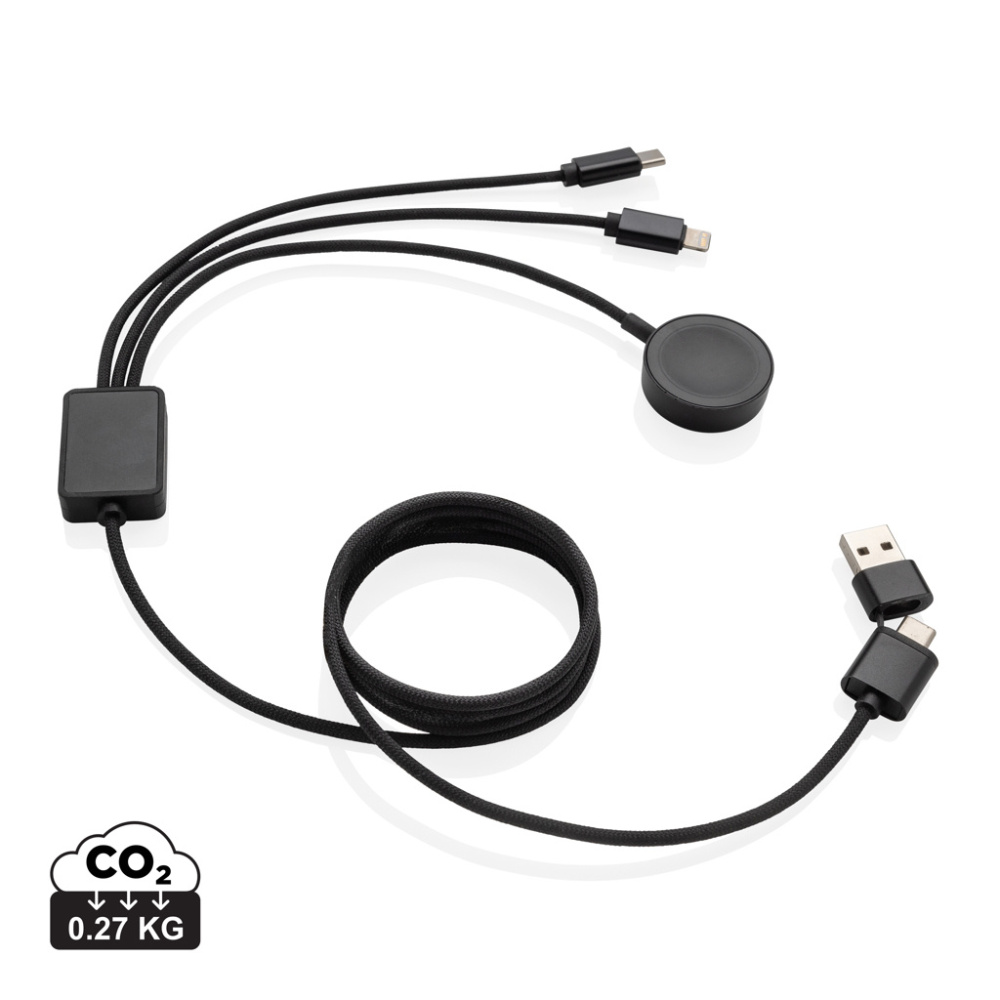 Logo trade business gift photo of: Terra RCS rPET 6-in-1 charging cable with watch charger