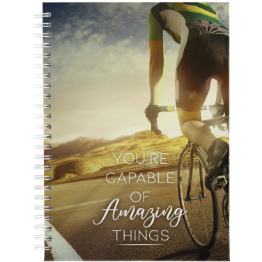Logo trade promotional giveaways image of: Desk-Mate® A5 hard cover undated diary