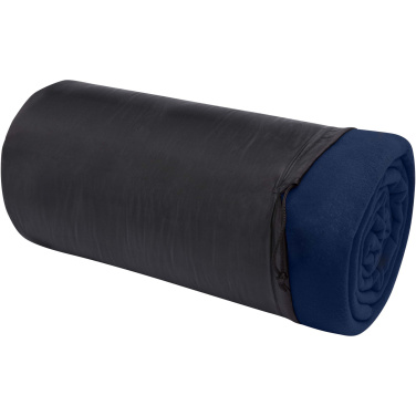 Logo trade promotional items image of: Huggy fleece plaid blanket with carry pouch 220x250 cm